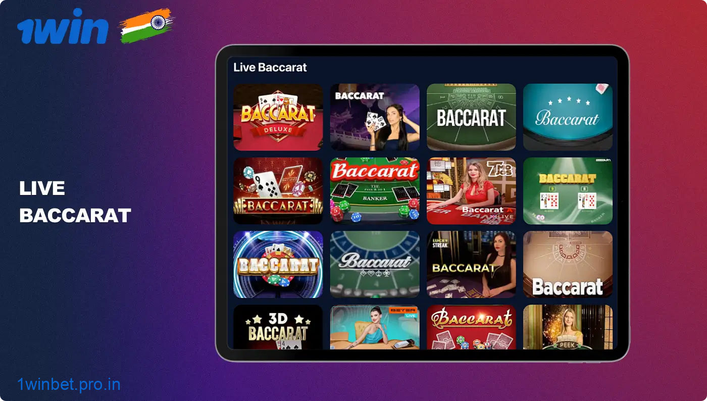 Live Baccarat is particularly popular at 1win live casino among players from India