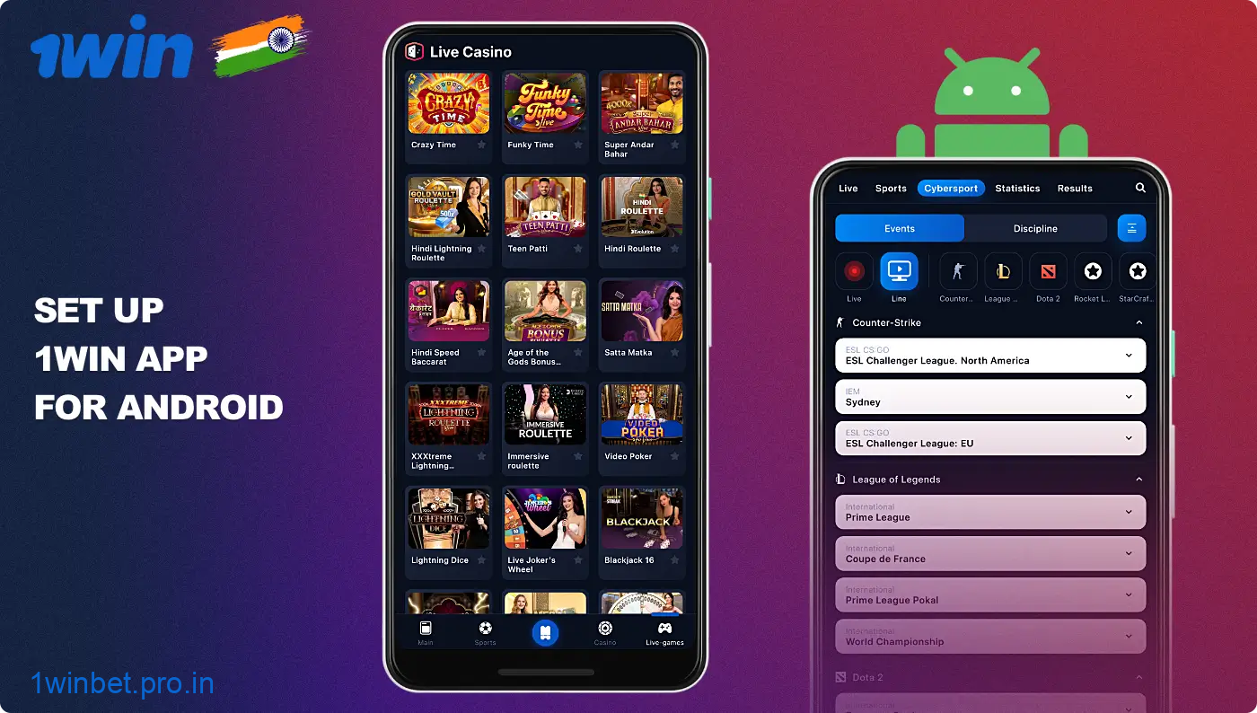 Download the 1win mobile app for Android from the platform's official website in India