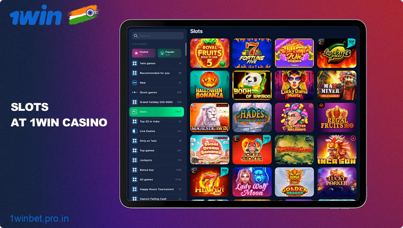 1win online casino offers hundreds of exciting slot machines to its users from India